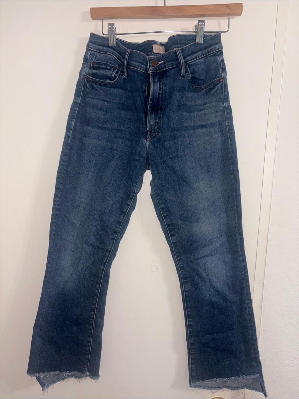 MOTHER Dark Blue Cropped Straight Jeans